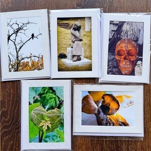 Set of 5 Homemade Photo blank Greeting Cards 5x7 card with envelope & cover.